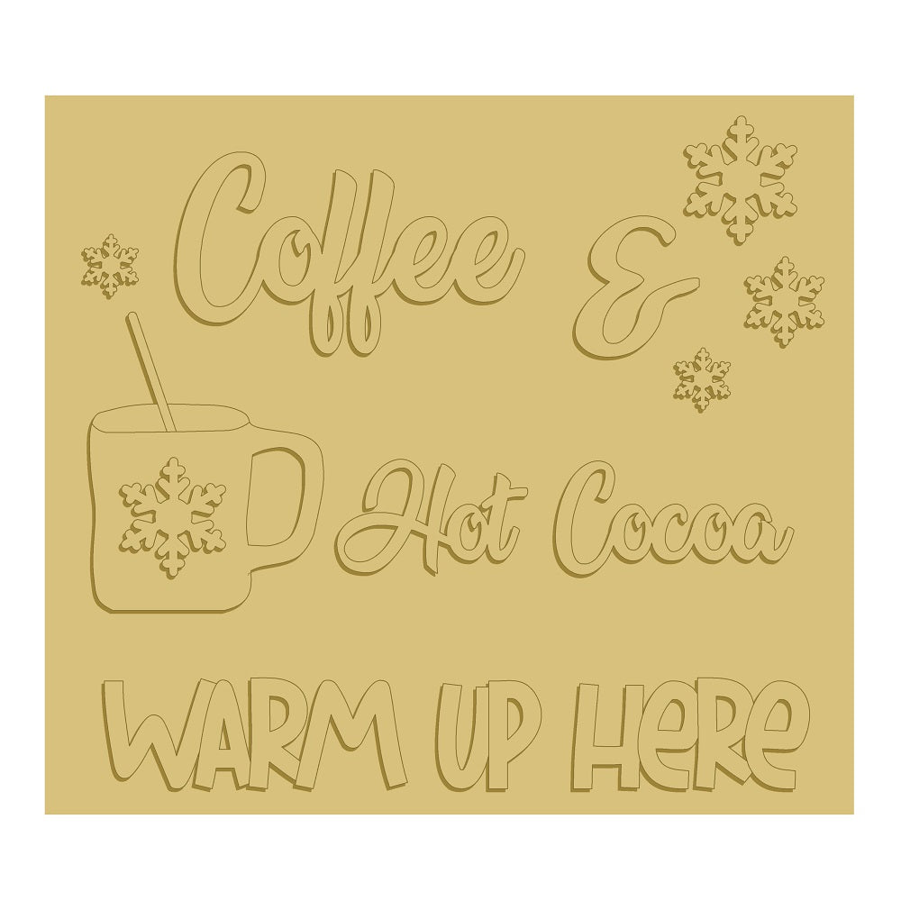 3D Coffee Cocoa Unfinished Wood Cutout Style 1 Art 2