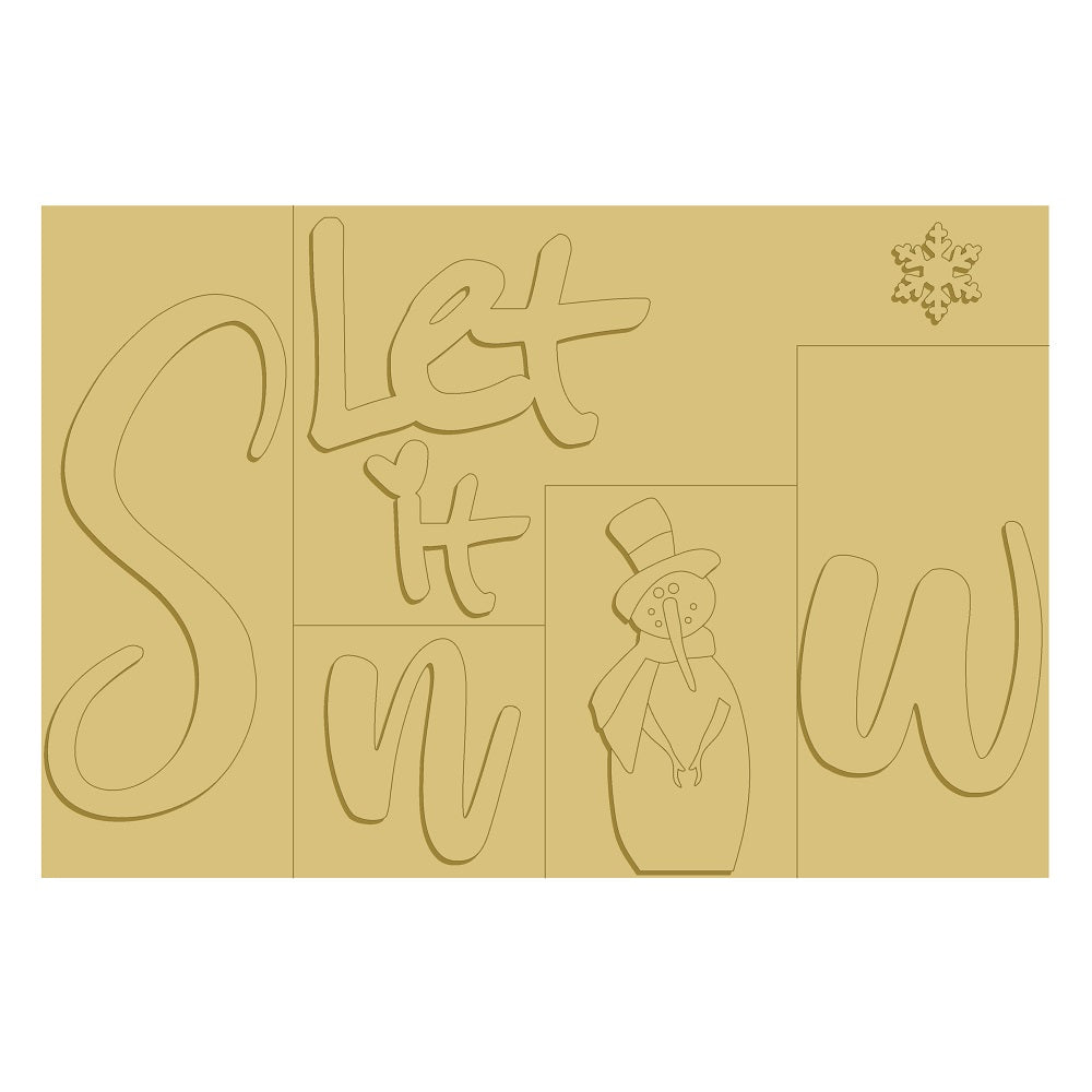 3D Let It Snow Design By Line Unfinished Wood Cutout Style 3