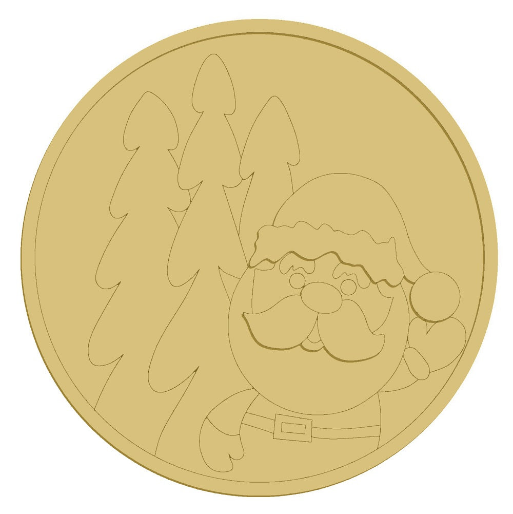 3D Santa Design By Line Unfinished Wood Cutout Style 23