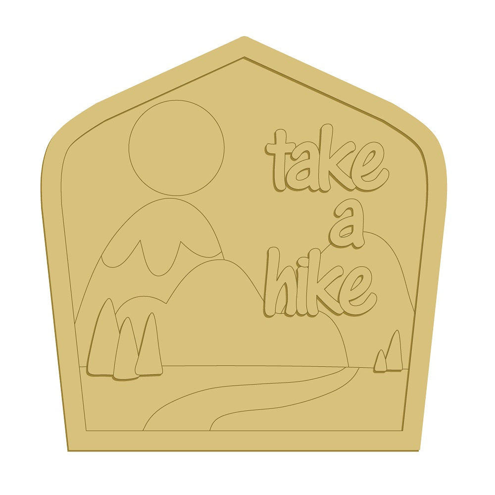 3D Take A Hike Design By Line Unfinished Wood Cutout Style 1