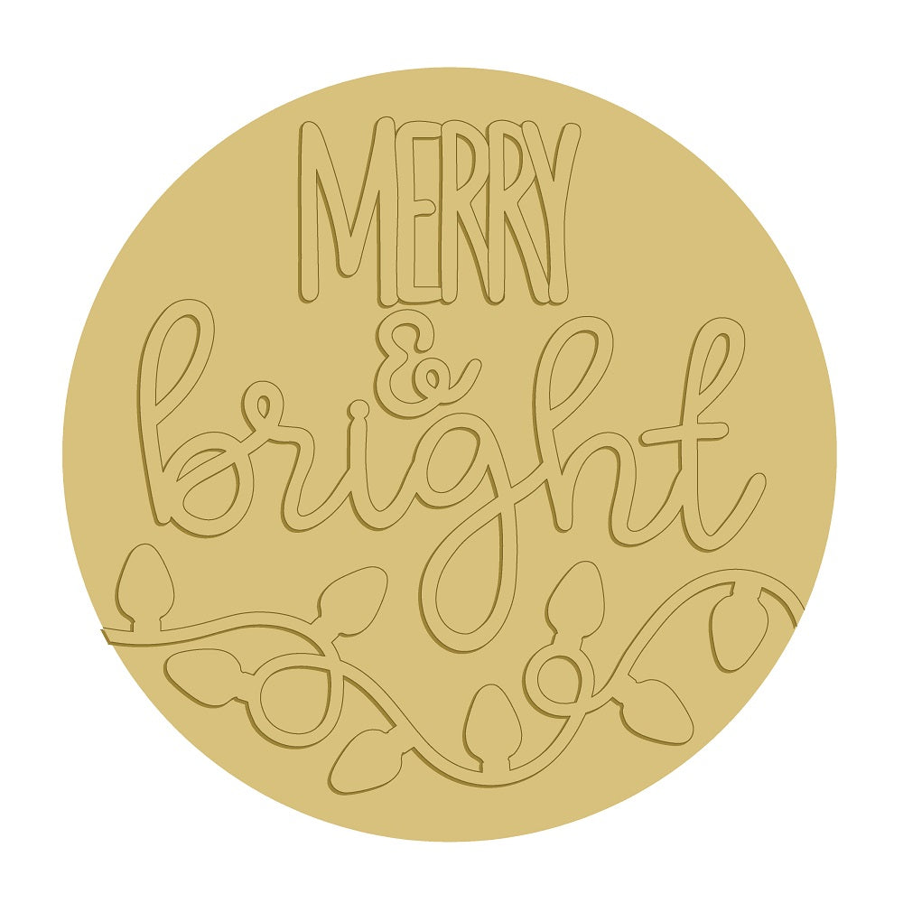 3D Merry Bright Unfinished Wood Cutout Style 2 Art 1