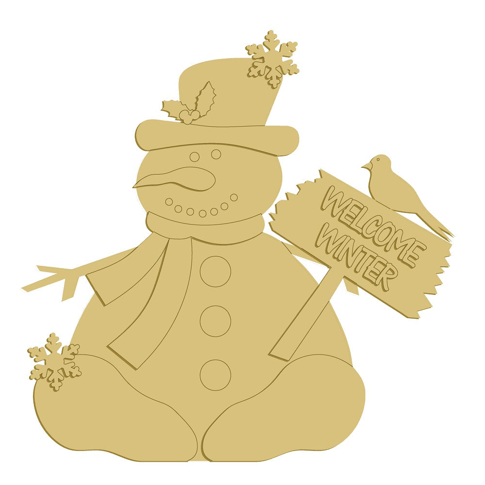 3D Snowman Unfinished Wood Cutout Style 52 Art 1