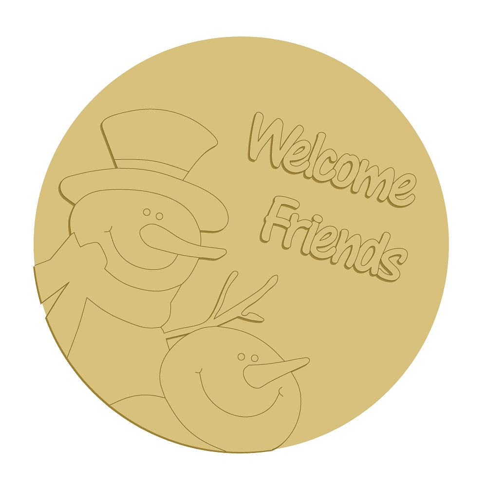 3D Welcome Friends Unfinished Wood Cutout Style 2 Art 1