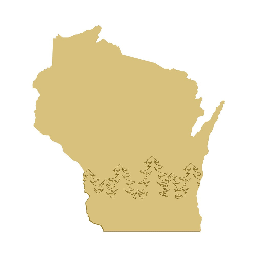 3D Wisconsin Unfinished Wood Cutout Style 1 Art 1