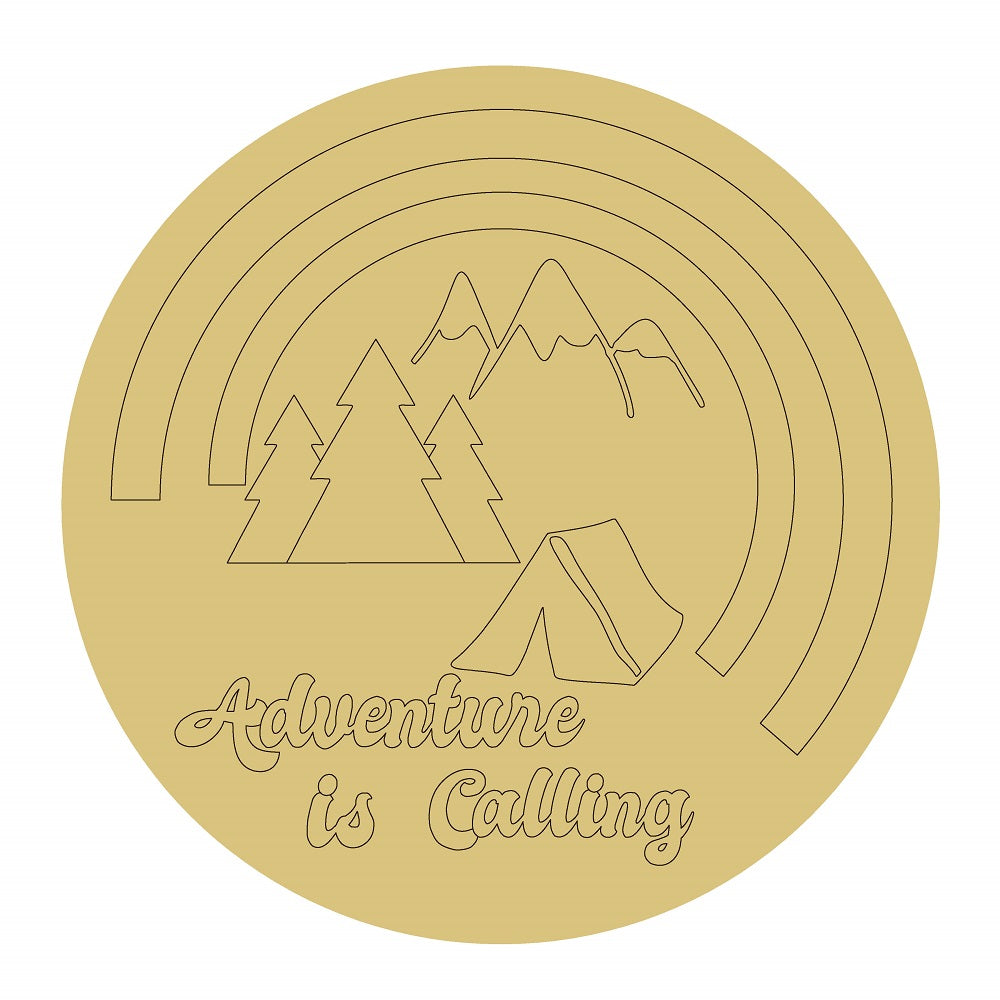 Adventure Is Calling Design By Line Unfinished Wood Cutout Style 2