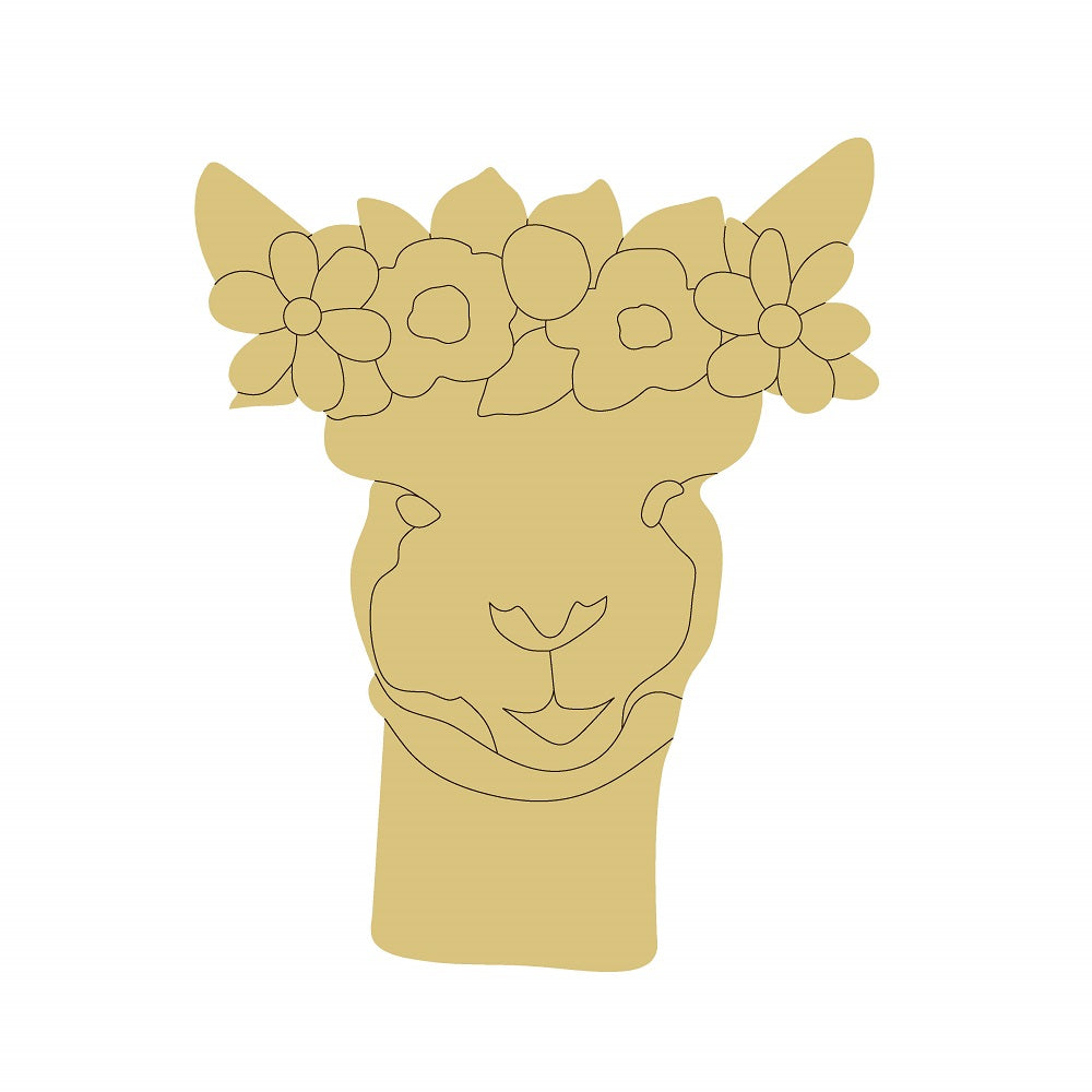 Design By Line Alpaca Unfinished Wood Cutout Style 2 Art 2