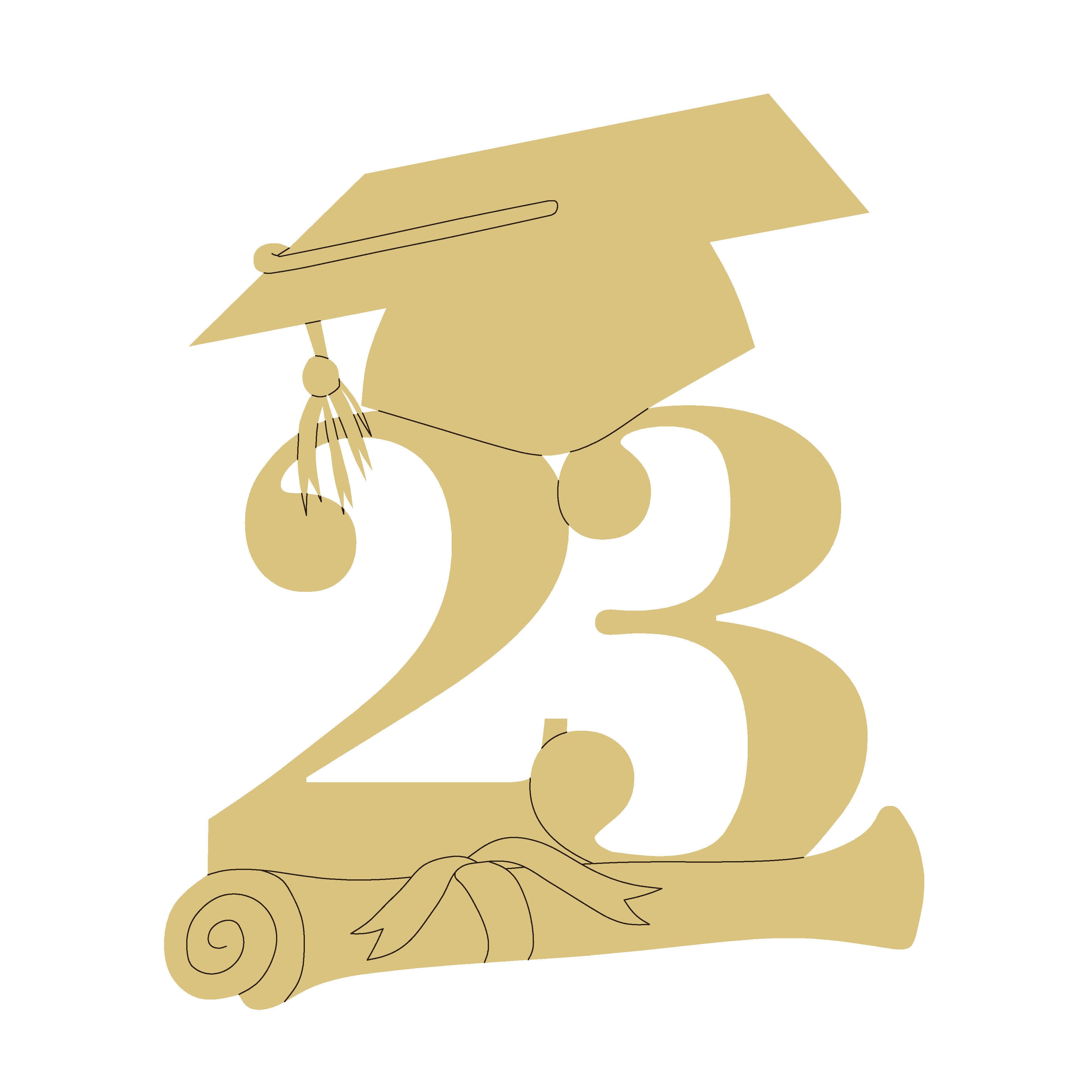 Grad 2023 Design By Line Unfinished Wood Cutout Style 3