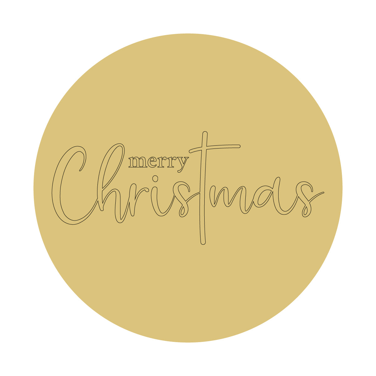 Design By Line Merry Christmas with Cross Unfinished Wood Cutout Style 2 Art 1