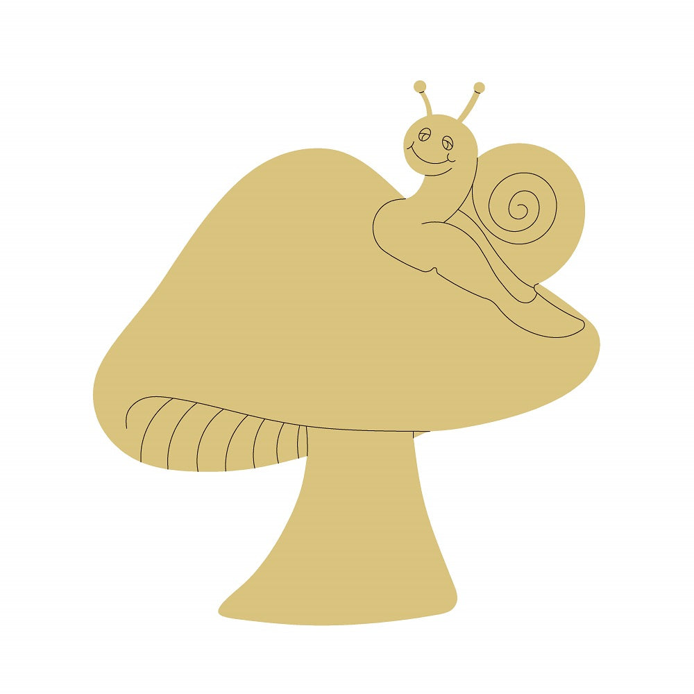 Design By Line Mushroom Unfinished Wood Cutout Style 6 Art 1