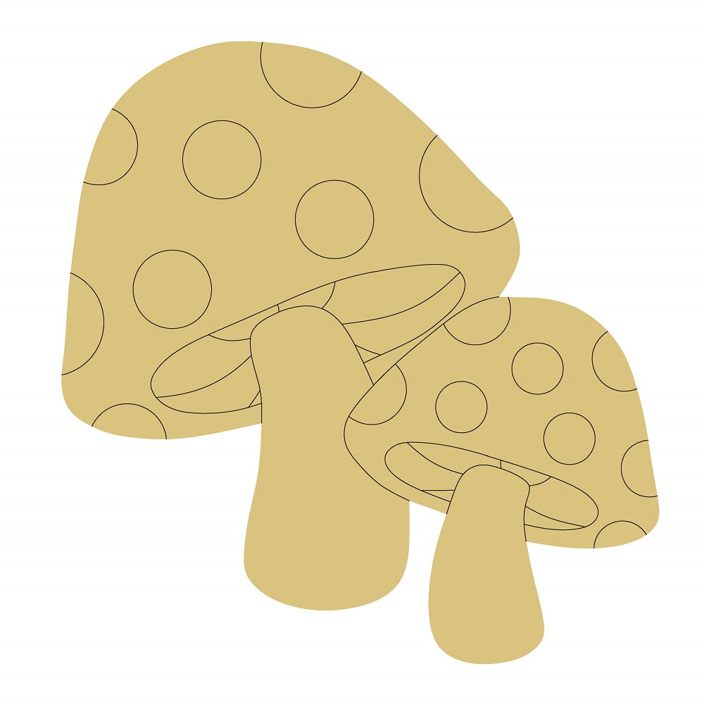 Design By Line Mushroom Unfinished Wood Cutout Style 7 Art 1