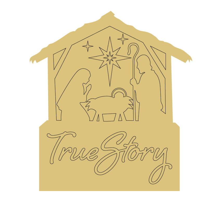 Design By Line Nativity True Story Unfinished Wood Cutout Style 1 Art 1