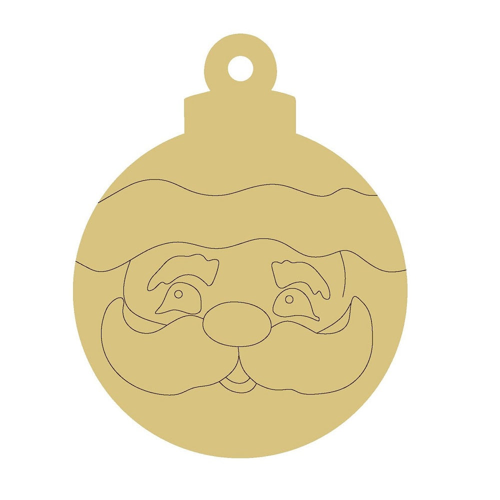 Santa Ornament Design By Line Unfinished Wood Cutout Style 2