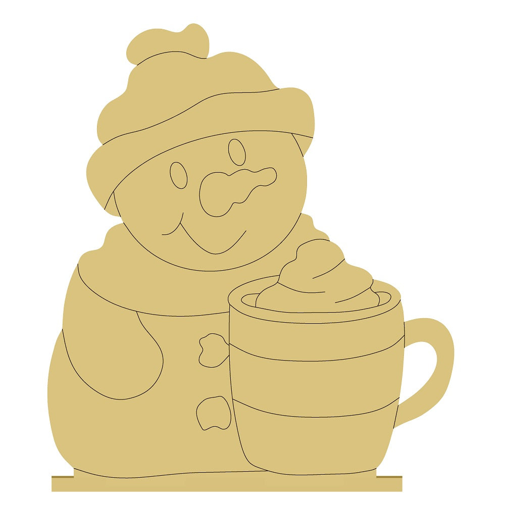 Snowman Design By Line Unfinished Wood Cutout Style 42