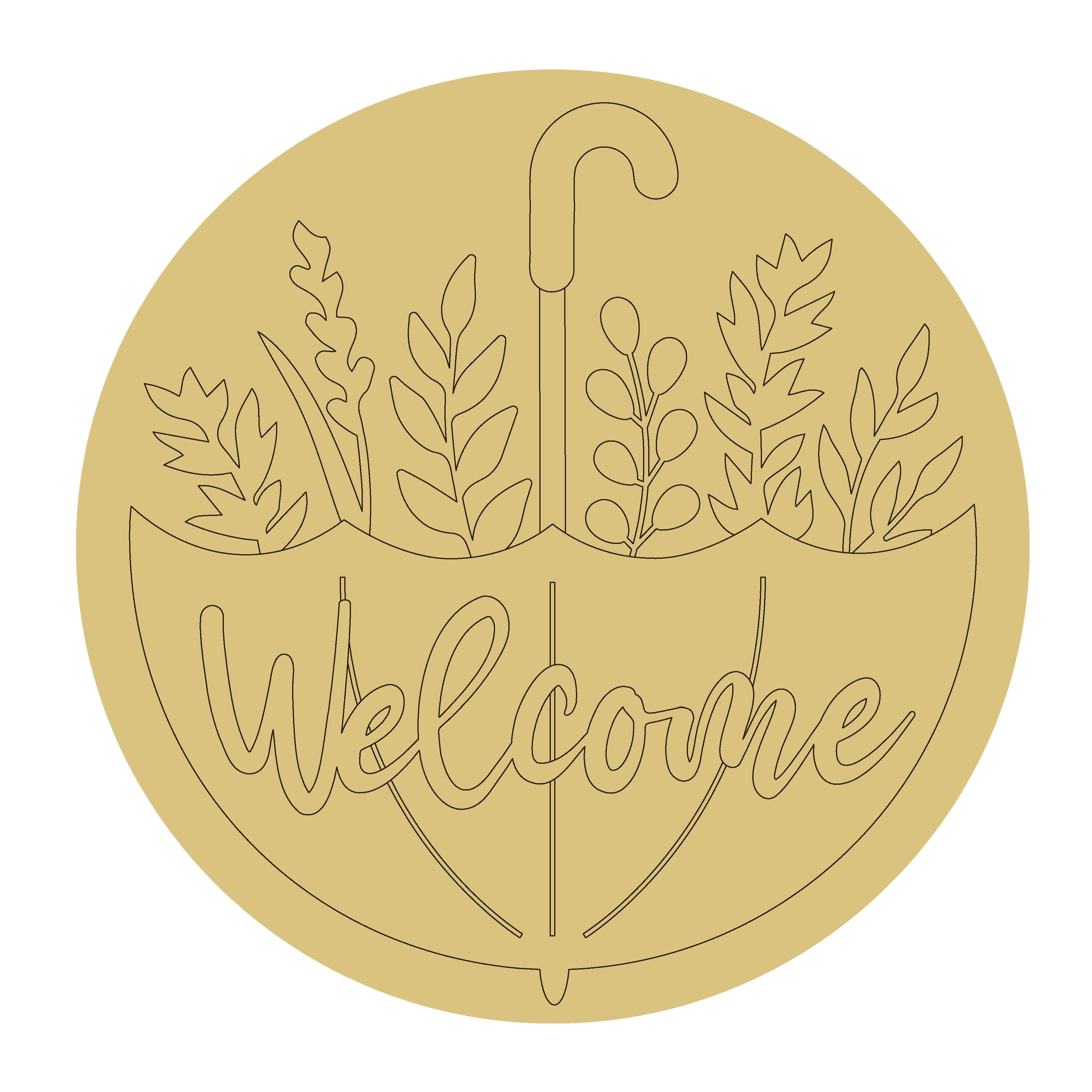 Design By Line Umbrella Unfinished Wood Cutout Style 5 Art 1