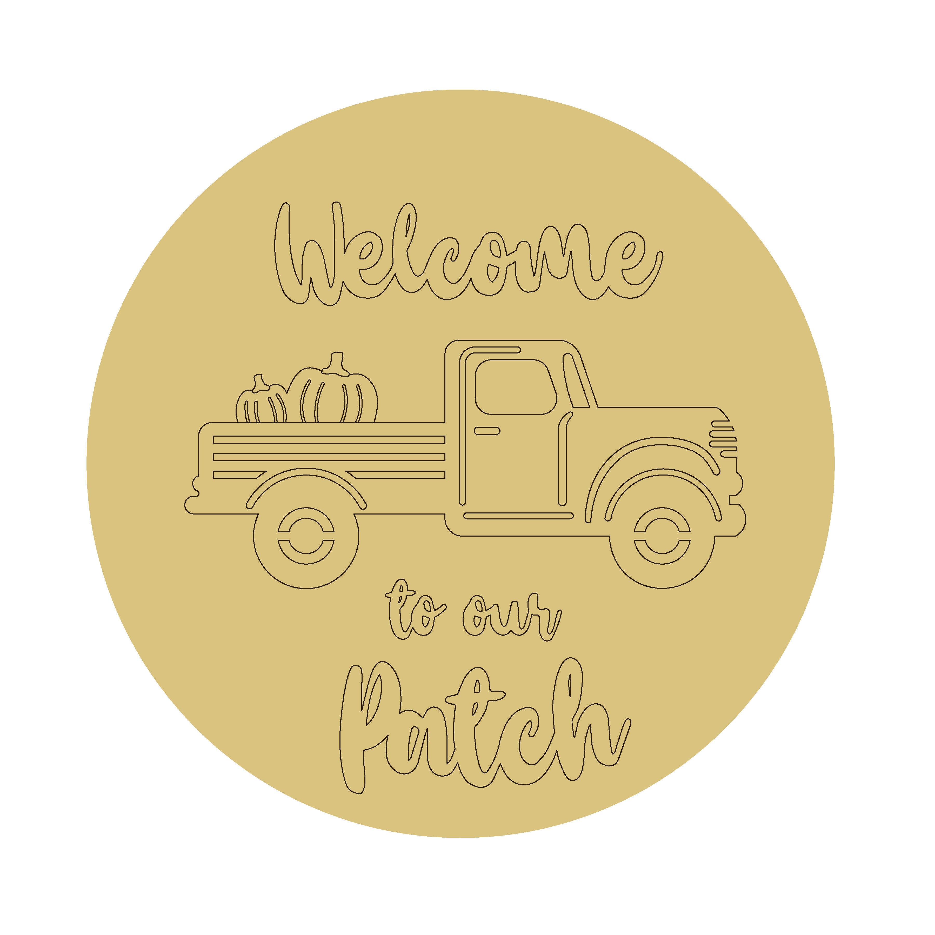 Design By Line Welcome Patch Unfinished Wood Cutout Style 1 Art 1