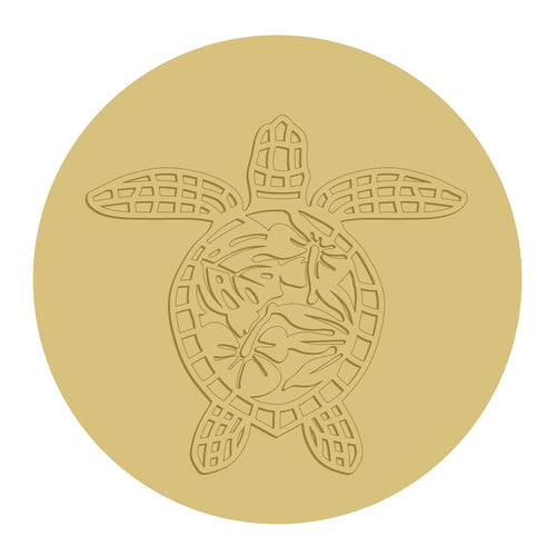 3D Turtle on Circle Unfinished Wood Cutout