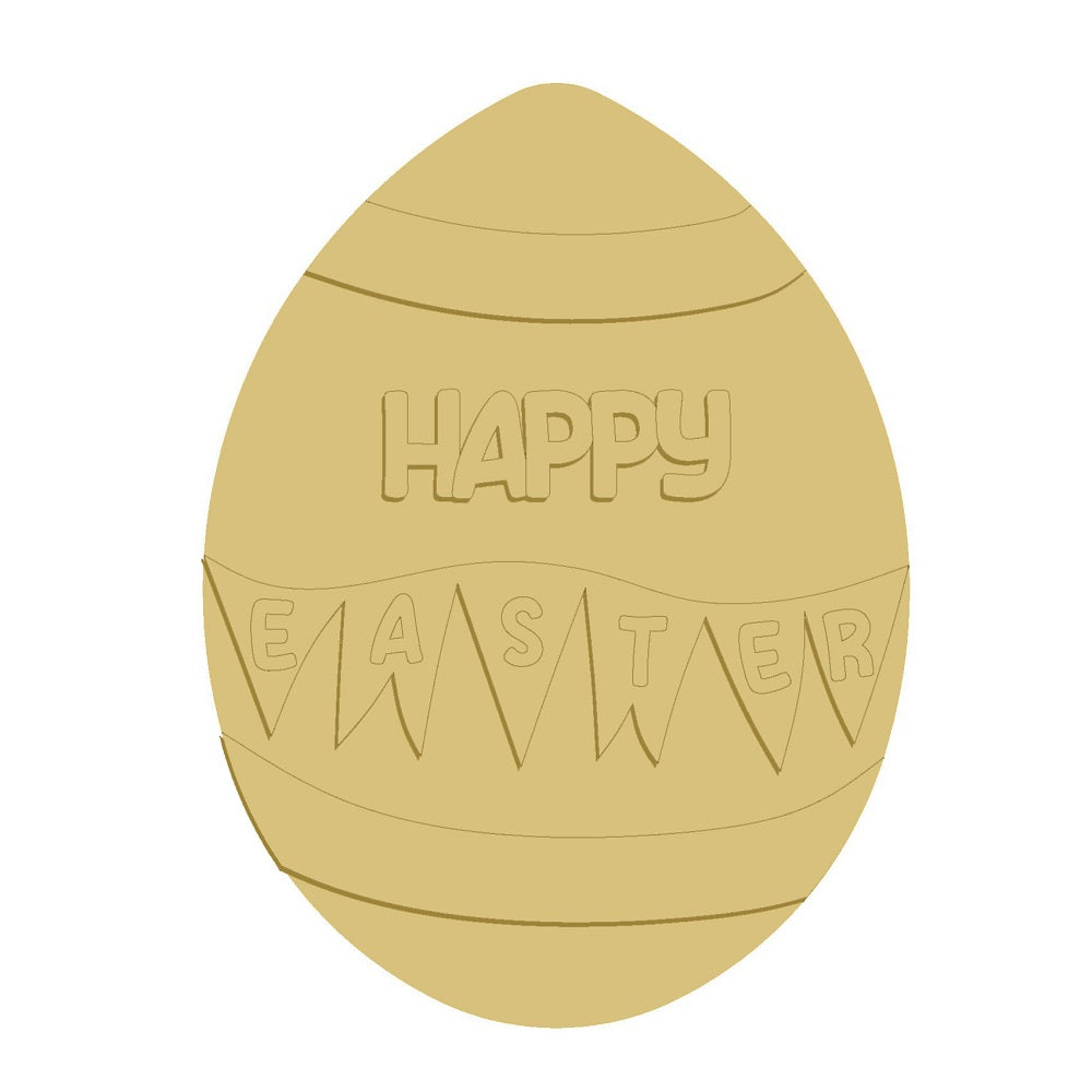 3D Happy Easter Egg Unfinished Wood Cutout Style 15