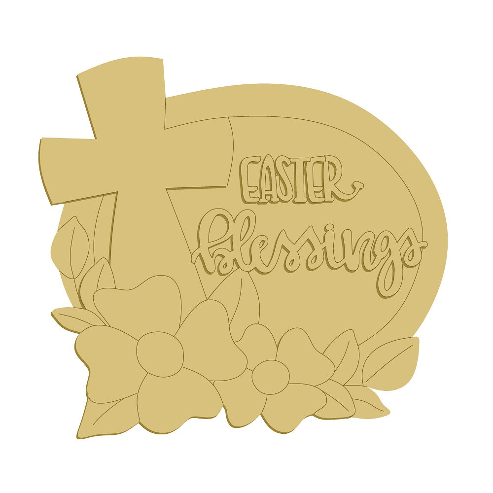 3D Easter Blessings Unfinished Wood Cutout Style 2