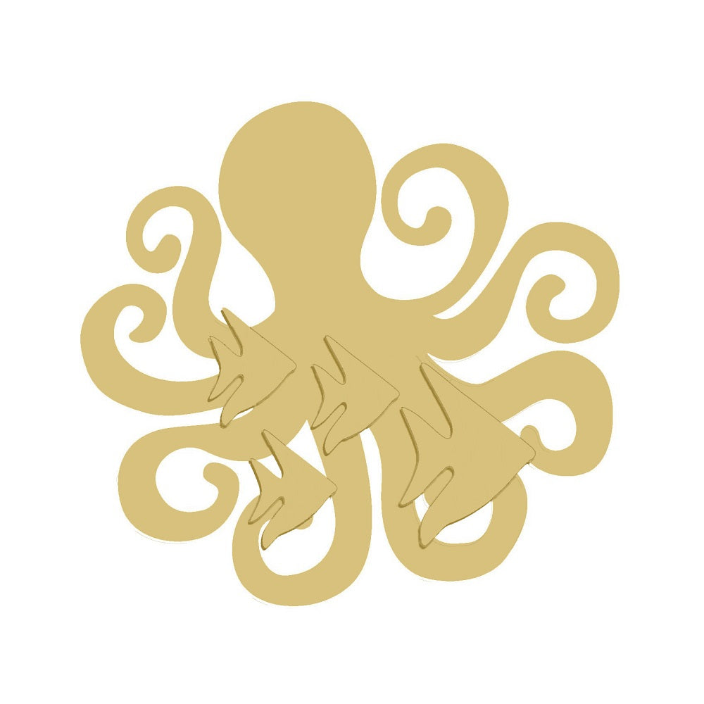 3D Octopus Unfinished Wood Cutout Style 2