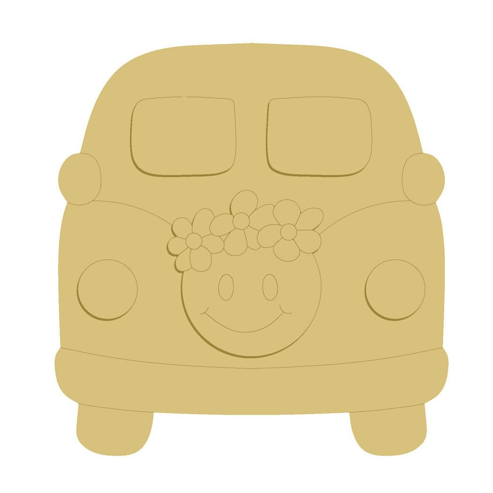 3D Hippie Floral Bus Unfinished Wood Cutout Style 6