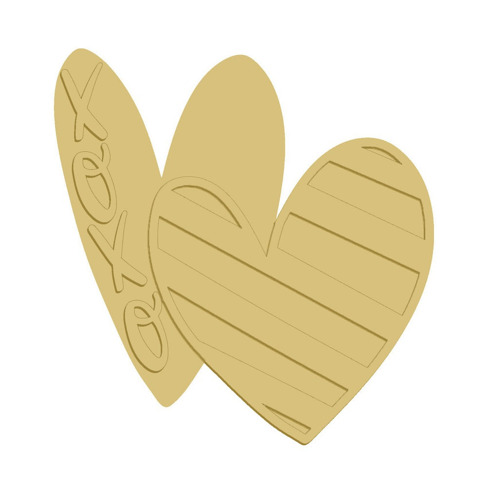 3D XOXO Heart Unfinished Wood Cutout Style 16