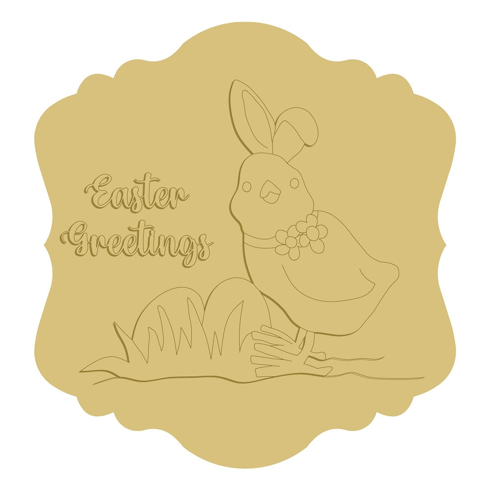 3D Easter Greetings Plaque Unfinished Wood Cutout Style 32