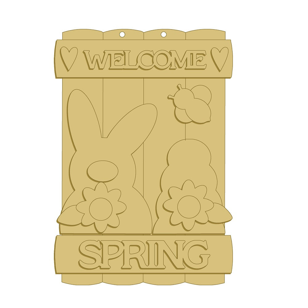 3D Welcome Spring Unfinished Wood Cutout Style 1