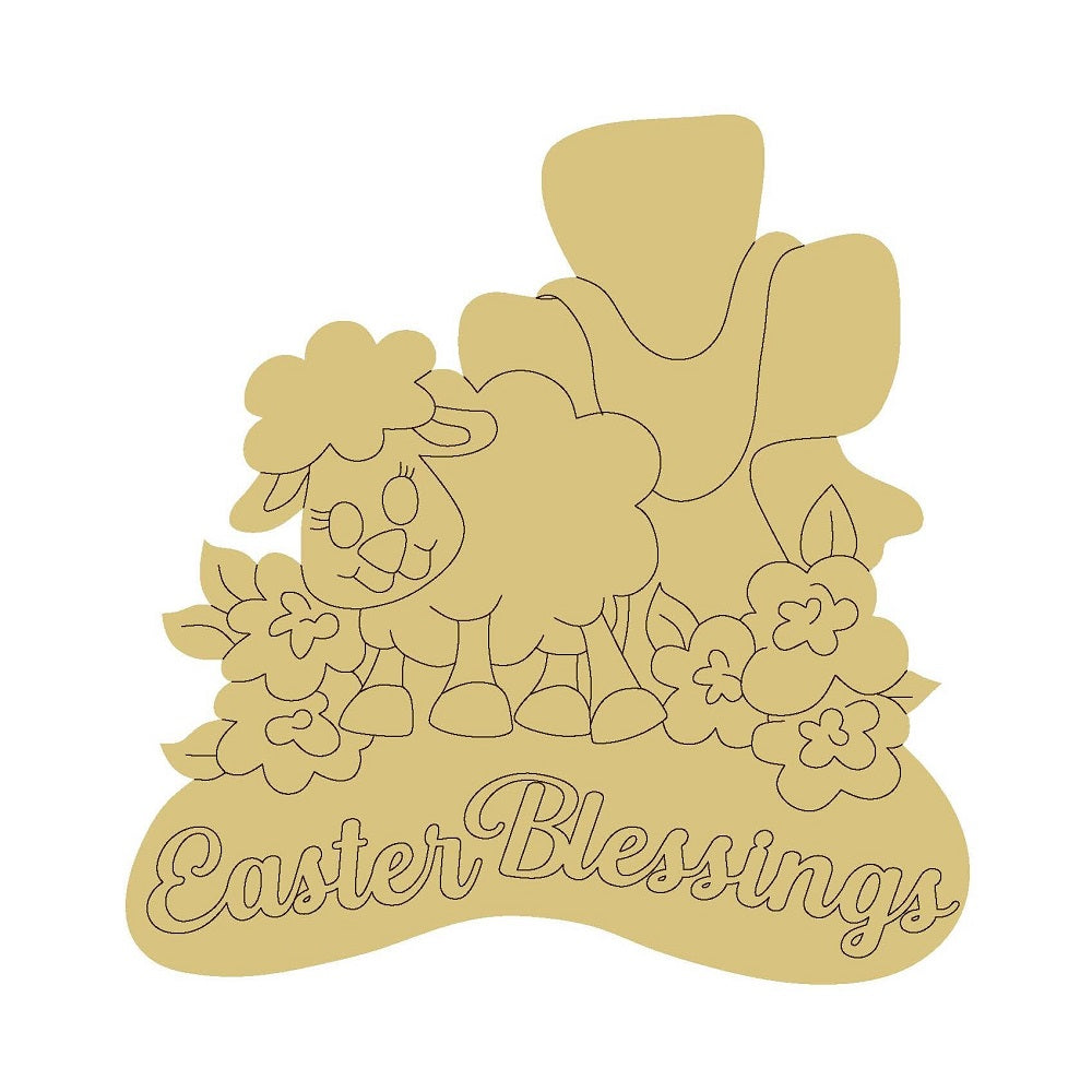 Easter Blessing Lamb Unfinished Wood Cutout Style 1