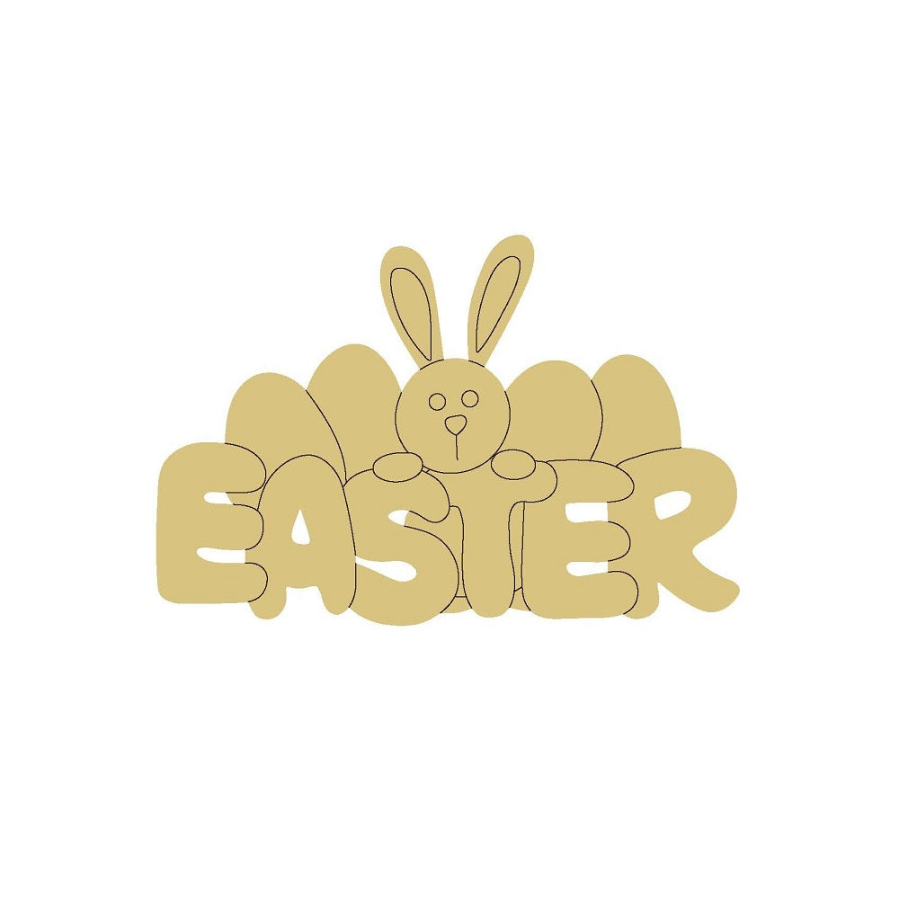 Easter Design By Line Unfinished Wood Cutout Style 14