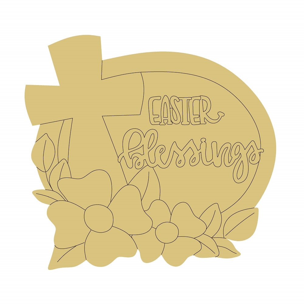 Easter Blessings Design By Lines Unfinished Wood Cutout Style 2