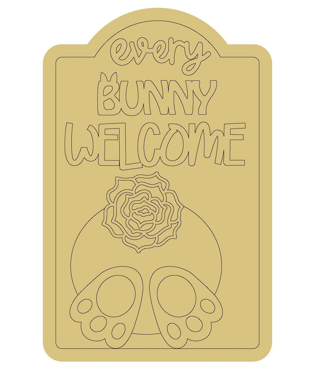 Every Bunny Welcome Unfinished Wood Cutout Style 1