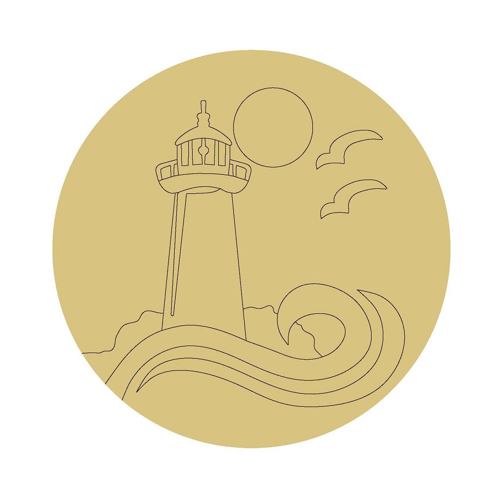 Lighthouse Design By Lines Unfinished Wood Cutout Style 3