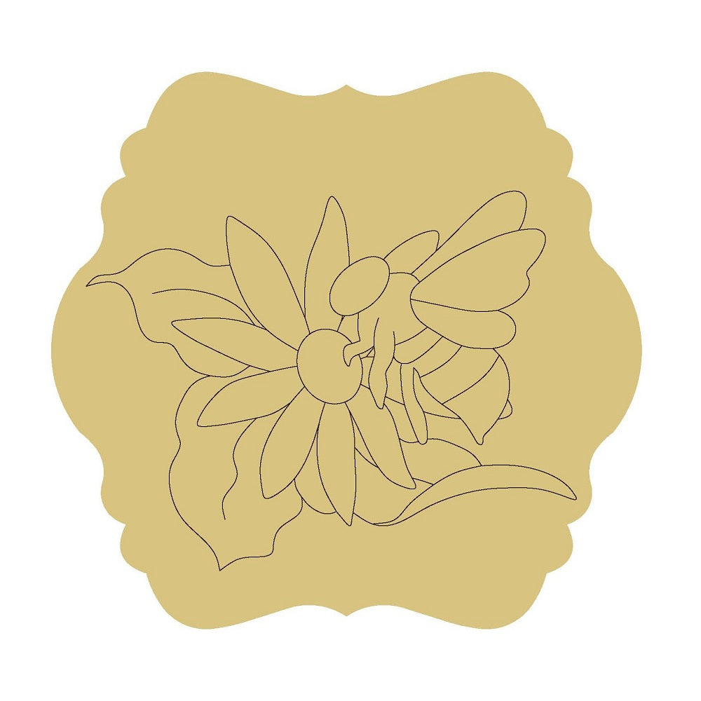 Bee Pollinating Unfinished Wood Cutout Style 32