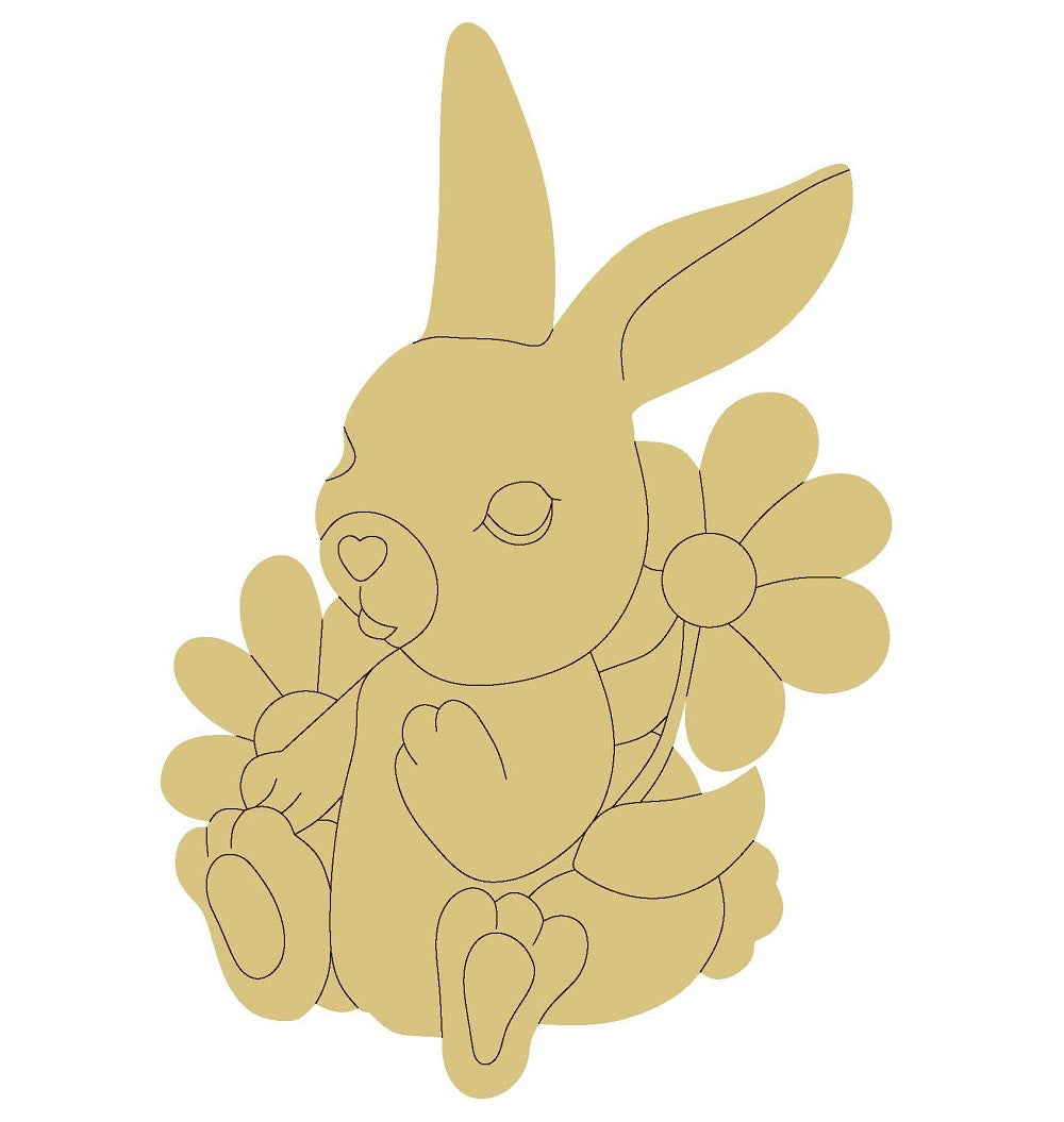 Rabbit Design By Lines Unfinished Wood Cutout Style 47