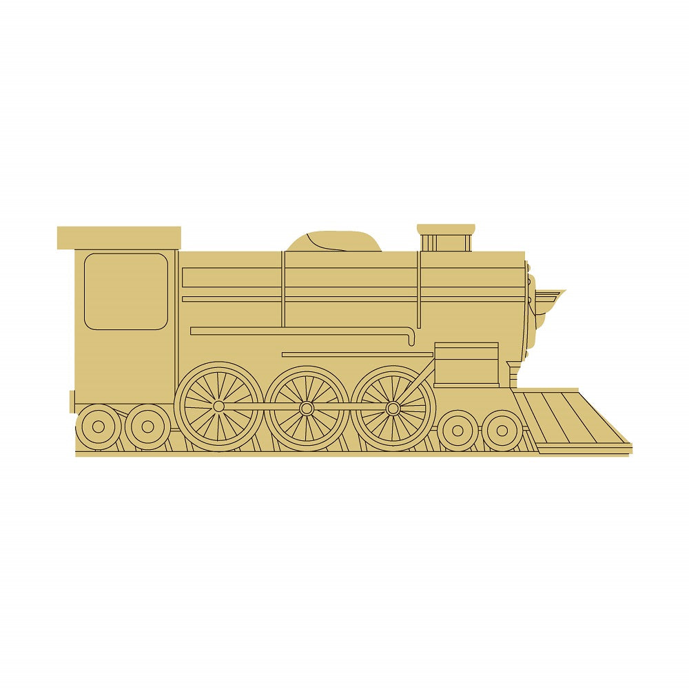 Train Design By Line Unfinished Wood Cutout Style 8