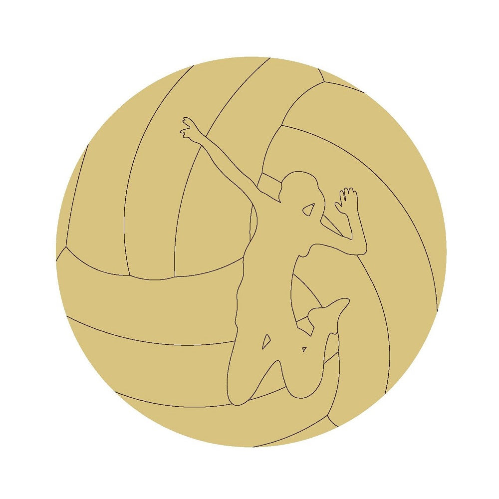 Volleyball Player Design By Lines Unfinished Wood Cutout Style 1