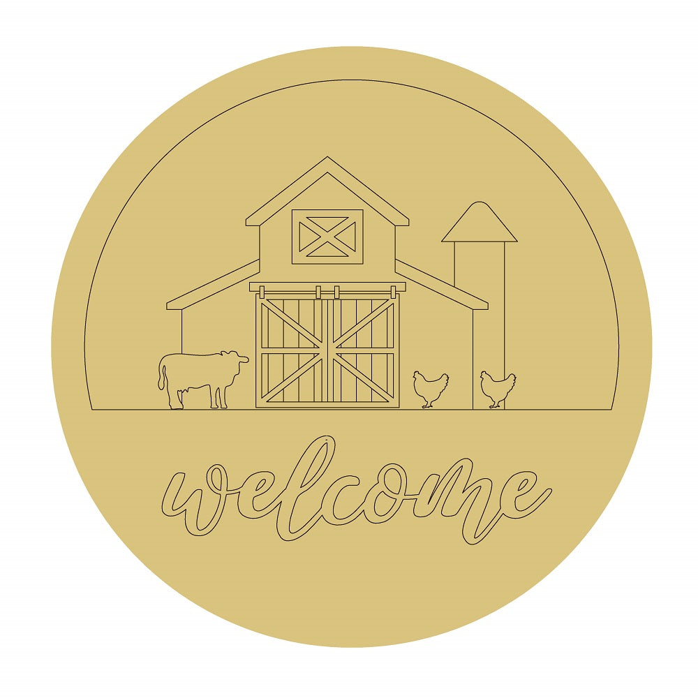 Welcome Design By Line Unfinished Wood Cutout 18